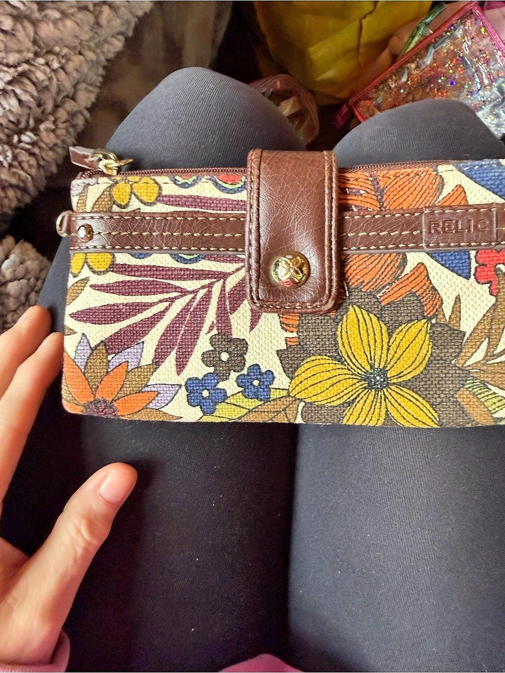 Relic Floral Wallet in Brown & Multicolor